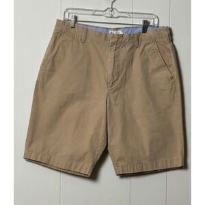 J.Crew Mens Khaki Chino Shorts Tan 100% Cotton Flat Front Casual 9" Inseam Sz 34